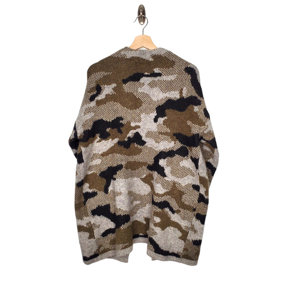 Anthropologie Vera Camo Open Front Oversized Cardigan Knit Grey Green Size XS - Picture 2 of 8
